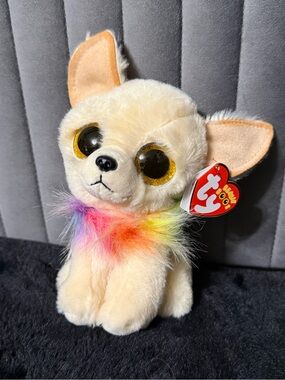 Ty Beanie Boo’s Novelty Chihuahua Dog Plush Rainbow Scarf 2021 6” Stuffed Toy